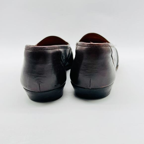 Magnanni Shoes Mens 8 Brown Leather Lizard Front Loafers Vintage Slip On Dress - Picture 7 of 12